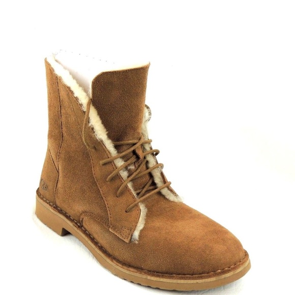 UGG Quincy Lace Up Suede Combat Booties Boots 1012